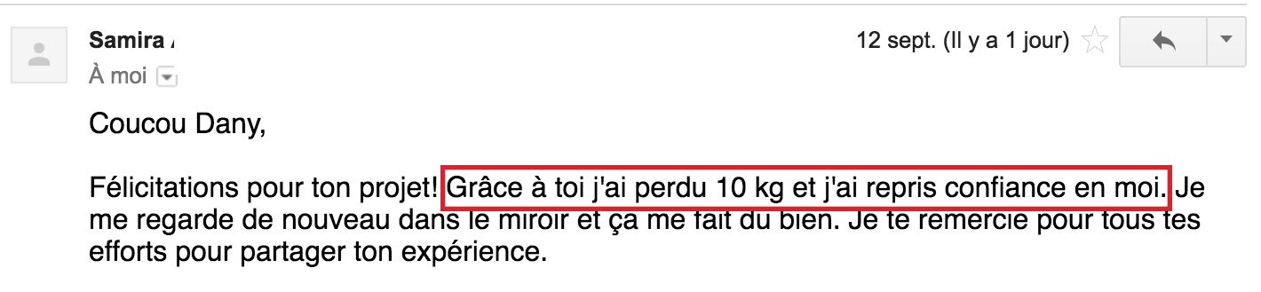 samira temoignage 10kg de perdu