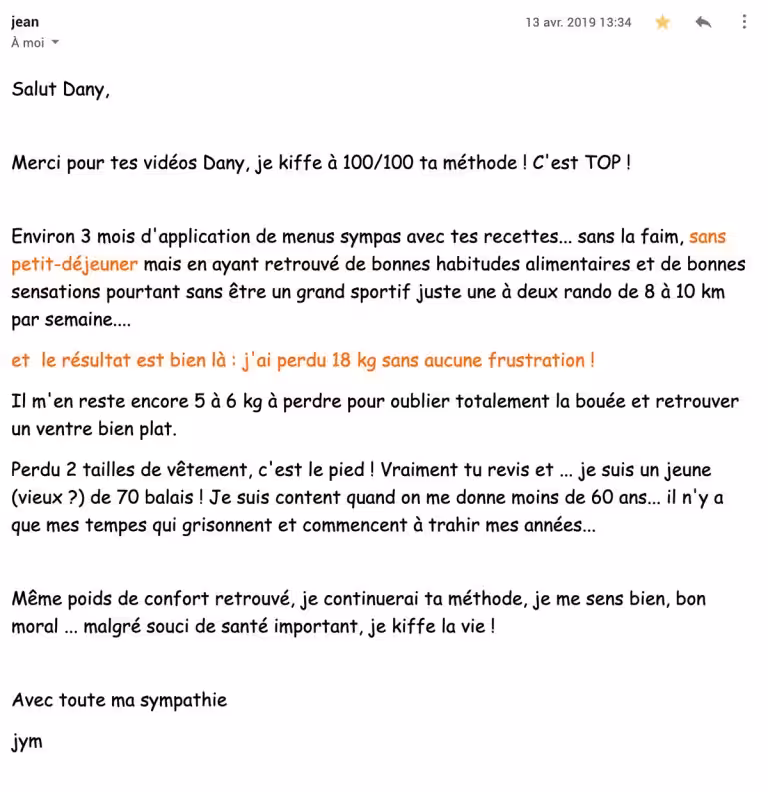 Témoignage de Jean-Jacques : Le résultat est bien là, j'ai perdu 18kg sans aucune frustration