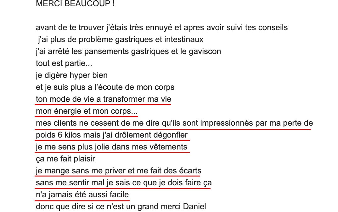 « Ton mode de vie a transformé ma vie, mon énergie et mon corps »