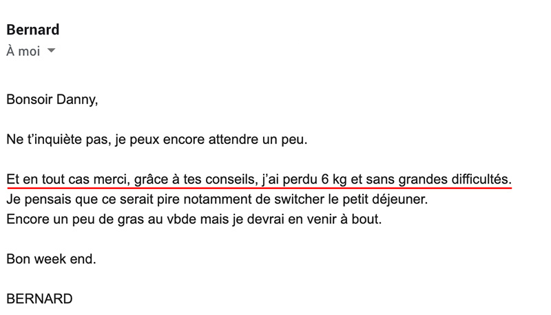 témoignage bernard : j'ai perdu 6 kilos sans grandes difficultés