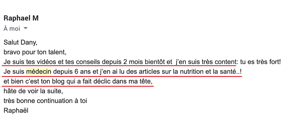 Raphael, médecin témoigne: "je suis tes conseils depuis 2 mois et j'en suis très content"